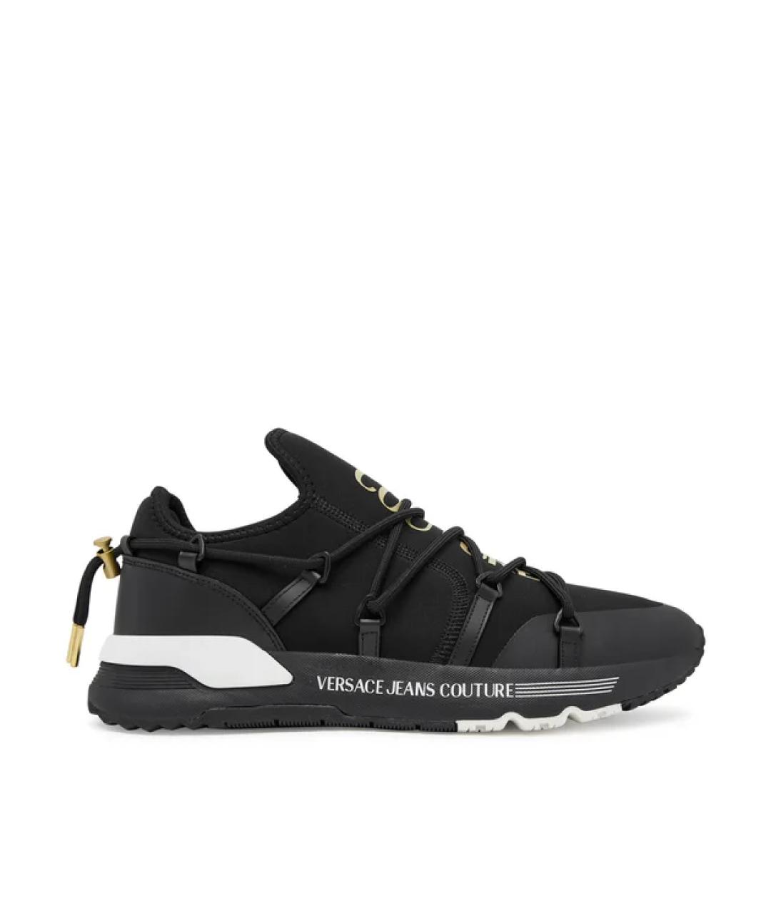VERSACE JEANS COUTURE Черные текстильные низкие кроссовки / кеды, фото 1