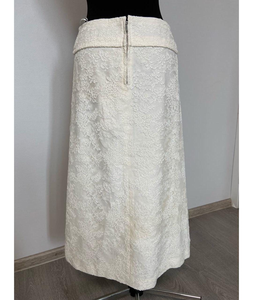 CHANEL PRE-OWNED Белая кружевная юбка макси, фото 2