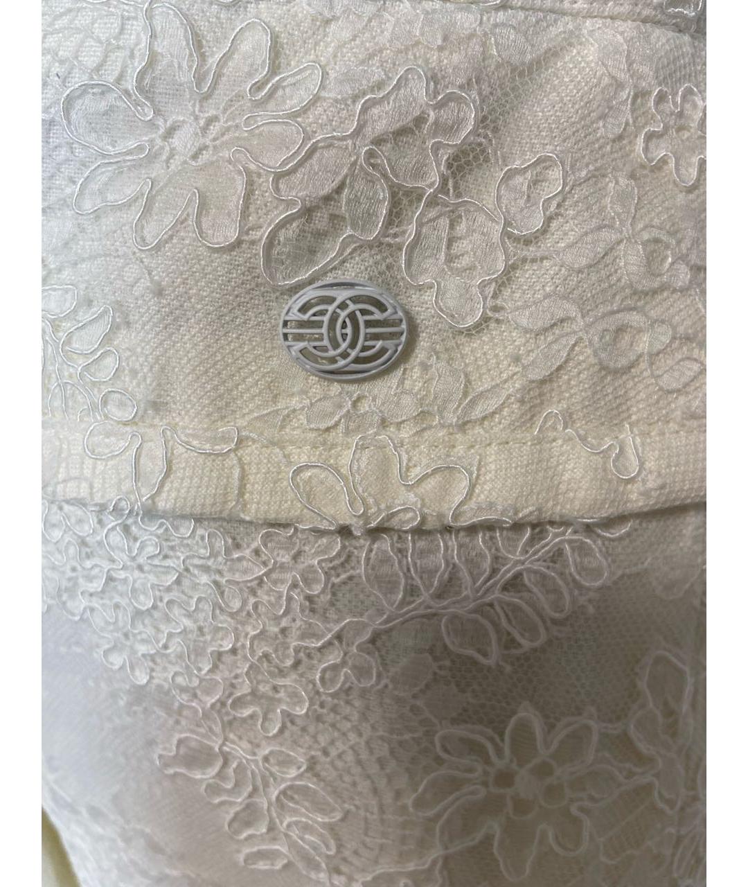 CHANEL PRE-OWNED Белая кружевная юбка макси, фото 3