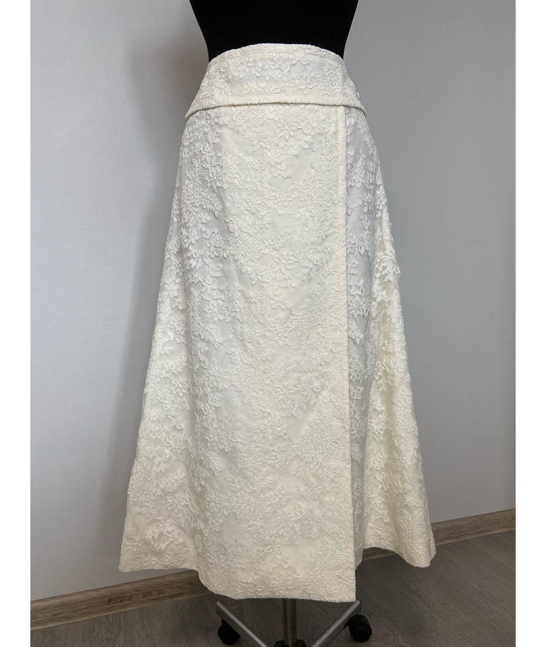 CHANEL PRE-OWNED Белая кружевная юбка макси, фото 9