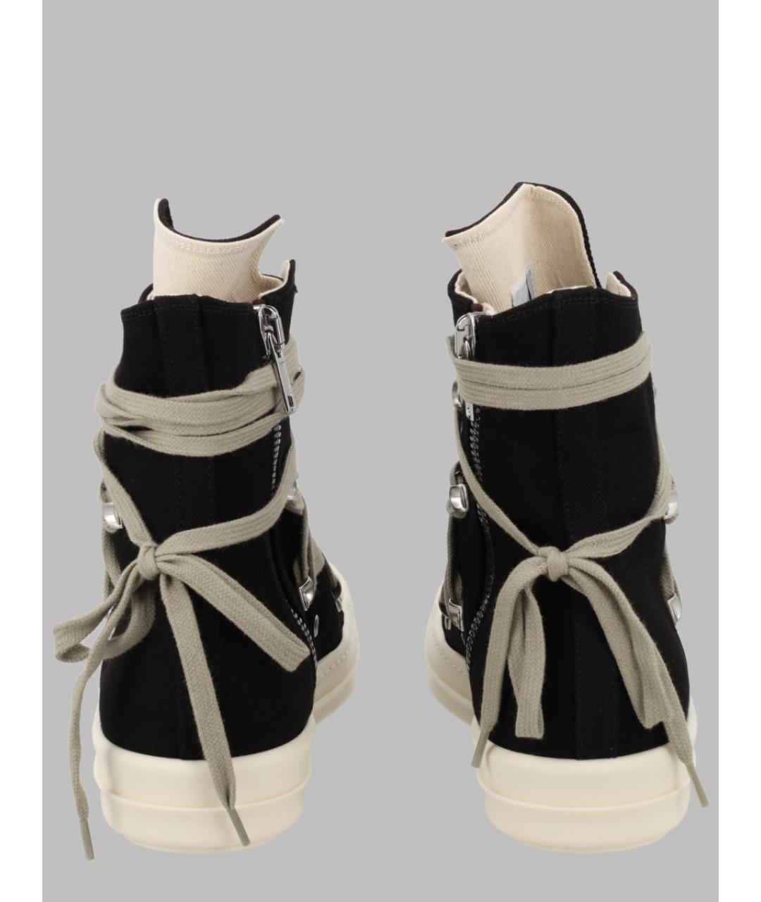 RICK OWENS DRKSHDW Черные текстильные высокие кроссовки / кеды, фото 3