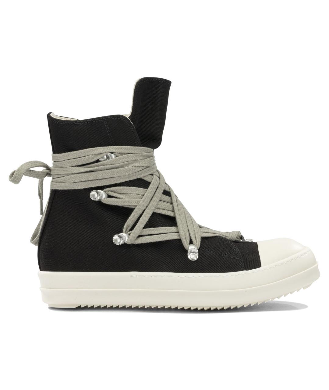 RICK OWENS DRKSHDW Черные текстильные высокие кроссовки / кеды, фото 1