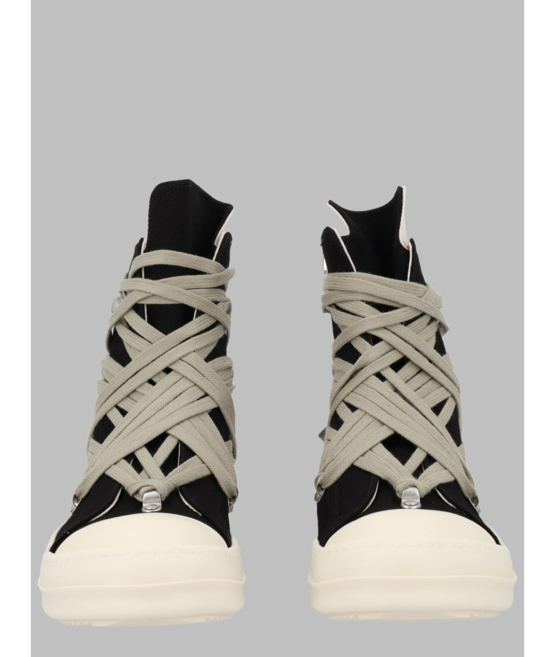 RICK OWENS DRKSHDW Черные текстильные высокие кроссовки / кеды, фото 2