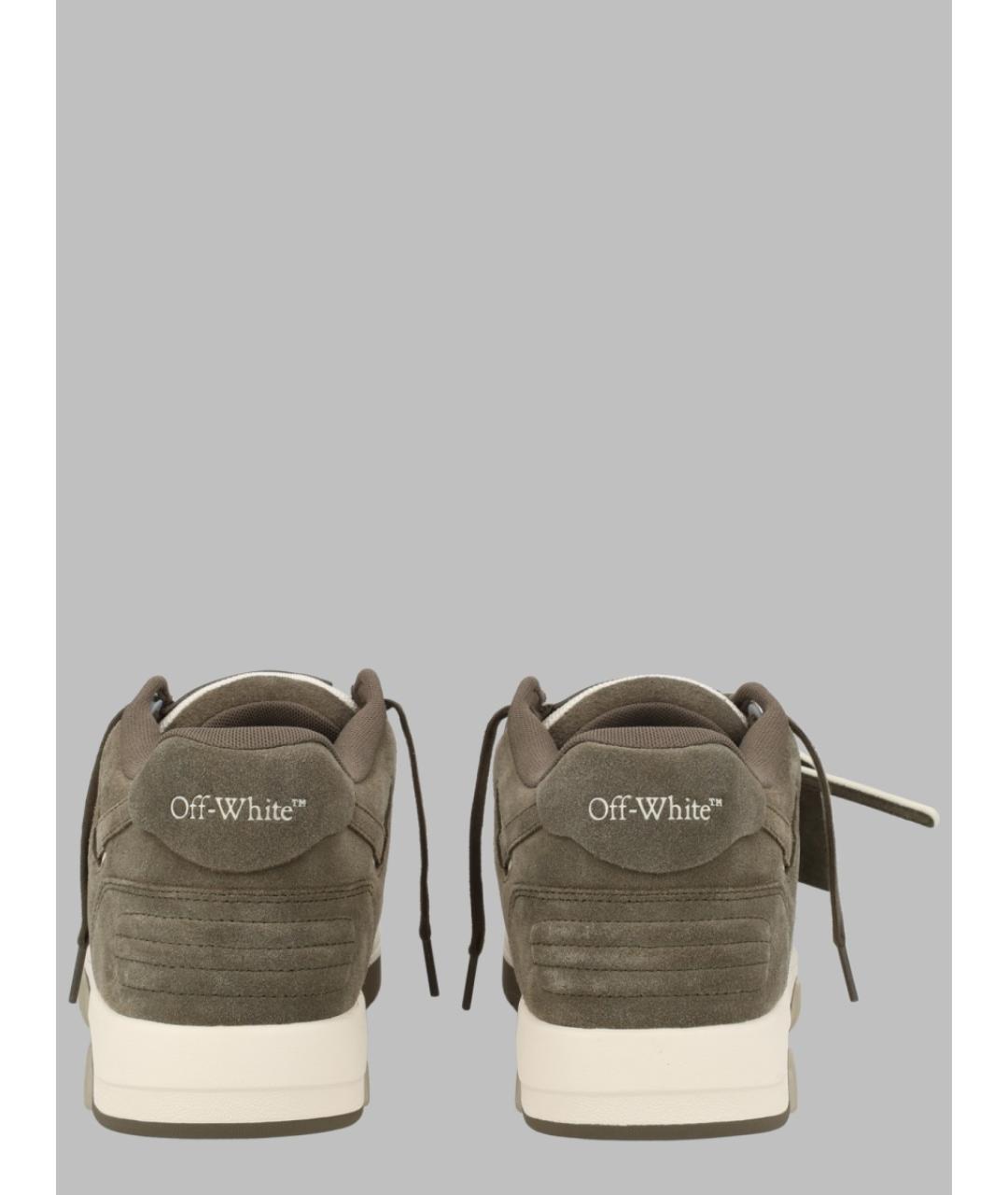 OFF-WHITE Хаки замшевые низкие кроссовки / кеды, фото 3