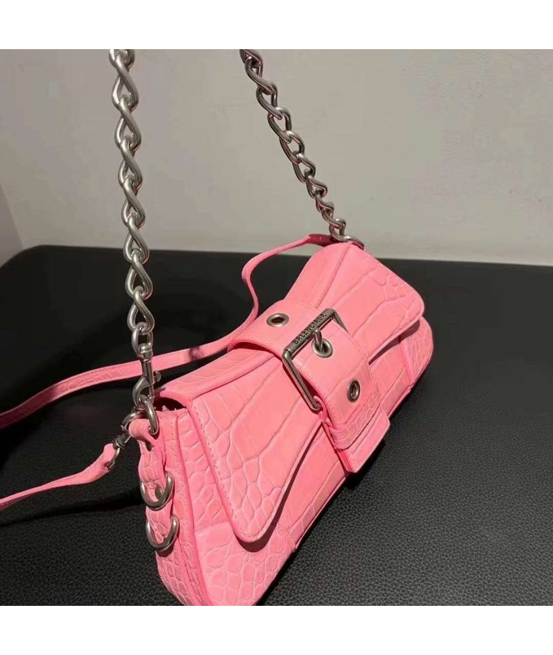 BALENCIAGA Розовая кожаная сумка с короткими ручками, фото 6