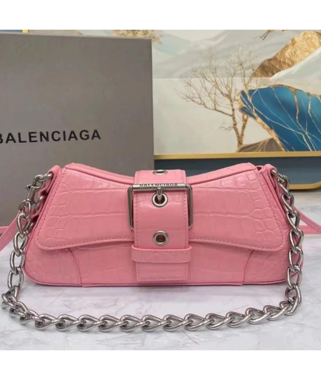 BALENCIAGA Розовая кожаная сумка с короткими ручками, фото 7