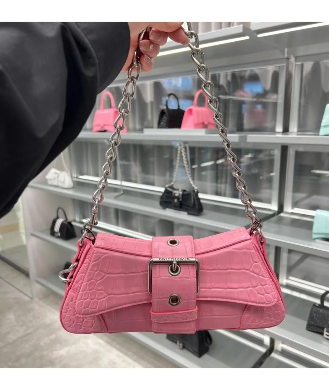 BALENCIAGA Розовая кожаная сумка с короткими ручками, фото 8