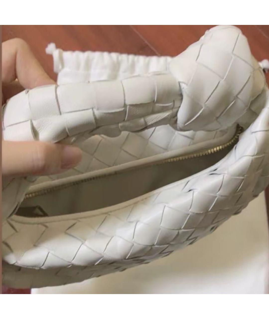 BOTTEGA VENETA Белая кожаная сумка с короткими ручками, фото 7