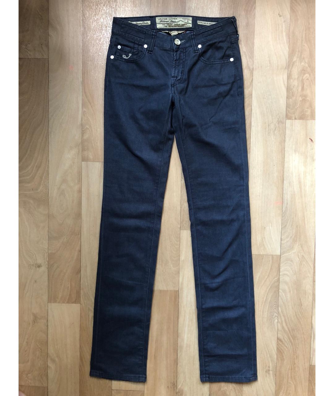 JACOB COHEN Антрацитовые хлопко-полиэстеровые прямые джинсы, фото 10