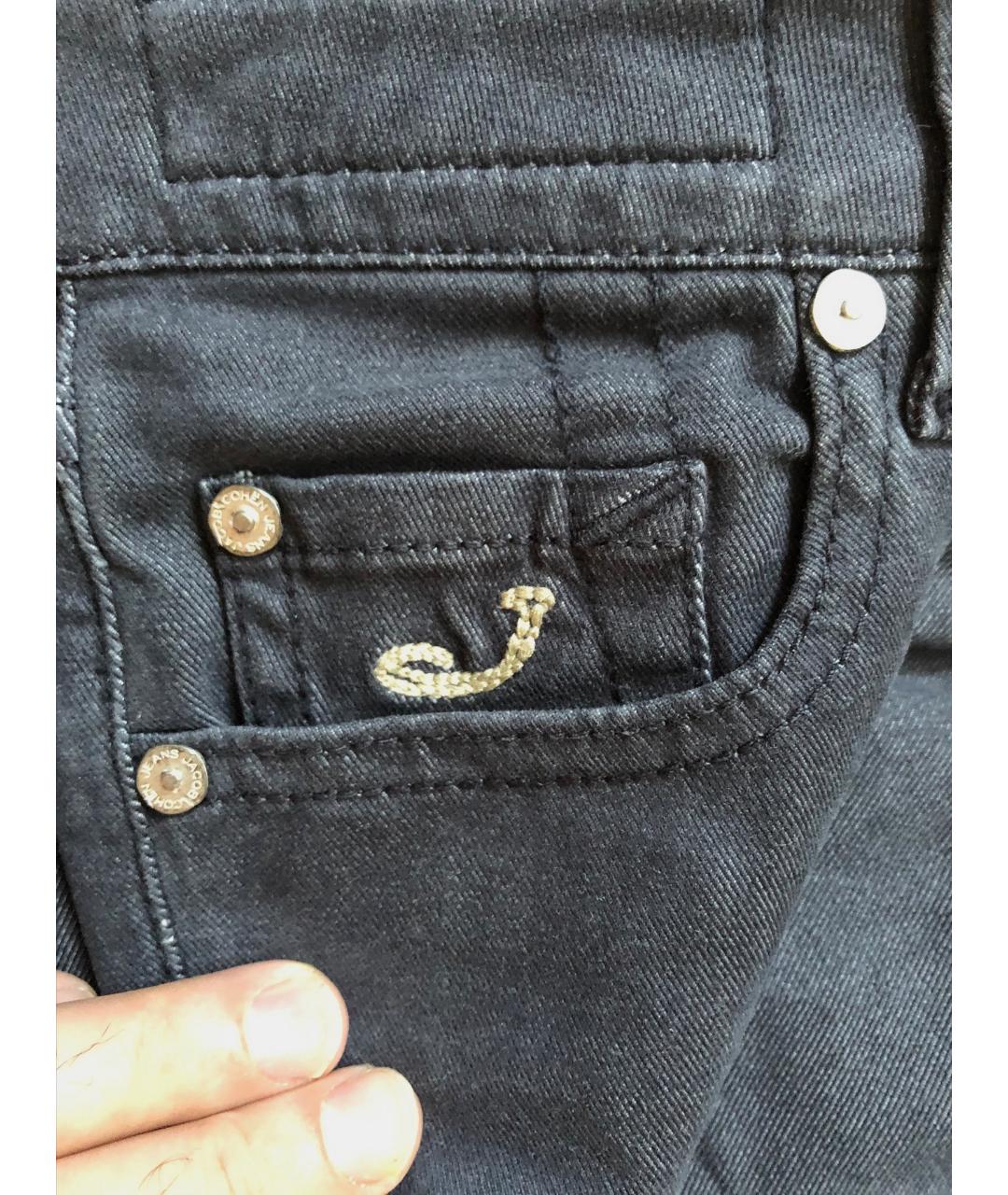 JACOB COHEN Антрацитовые хлопко-полиэстеровые прямые джинсы, фото 4
