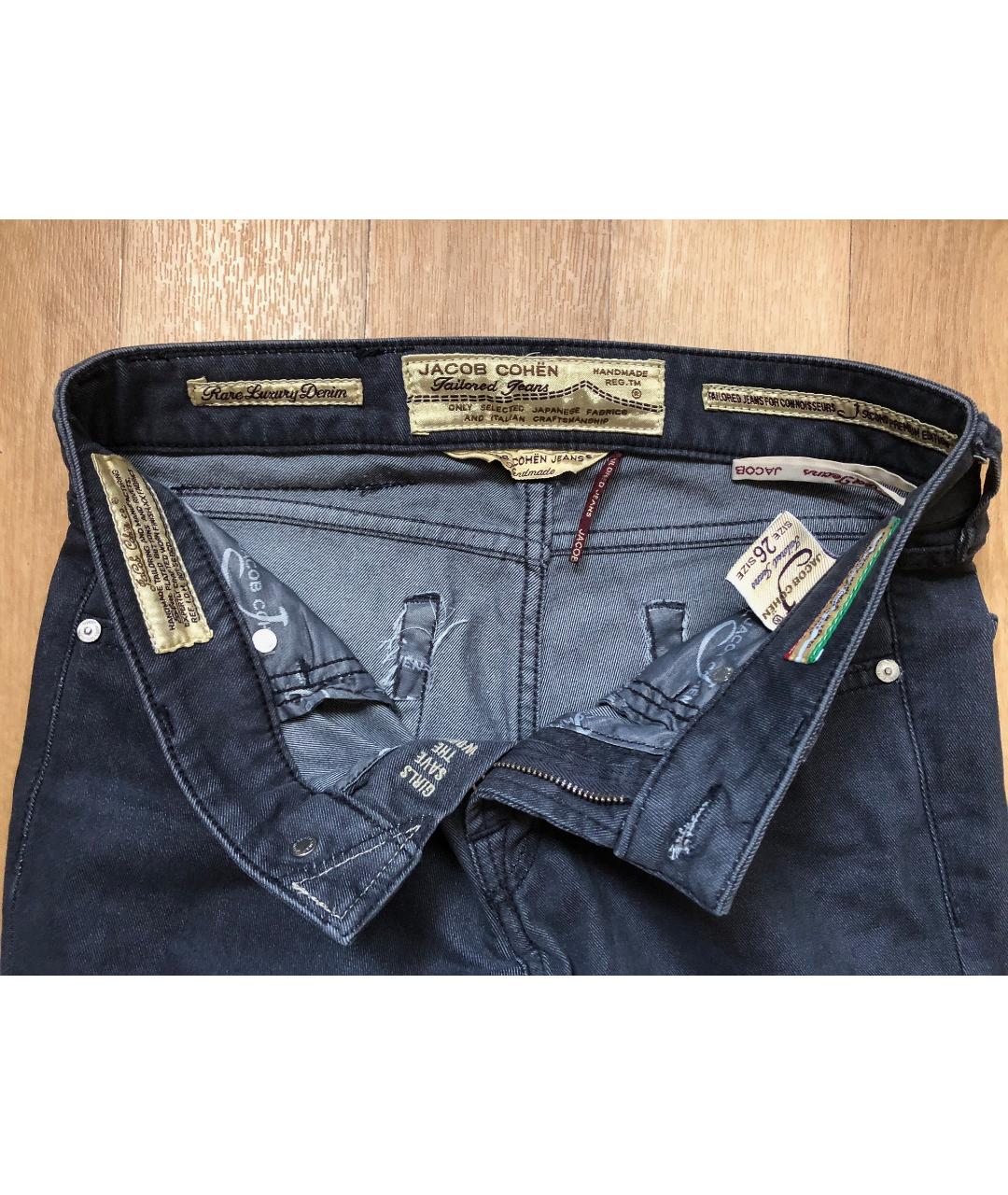 JACOB COHEN Антрацитовые хлопко-полиэстеровые прямые джинсы, фото 3