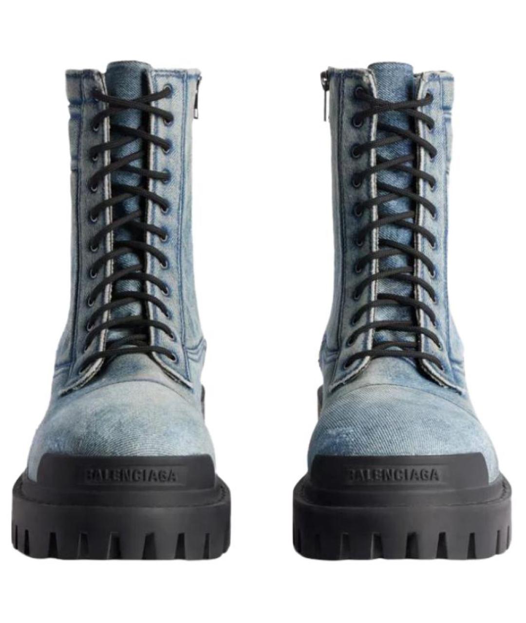 BALENCIAGA Голубые высокие ботинки, фото 3
