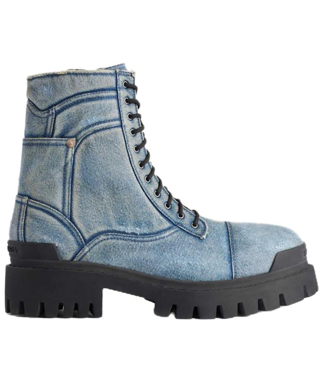 BALENCIAGA Голубые высокие ботинки, фото 1