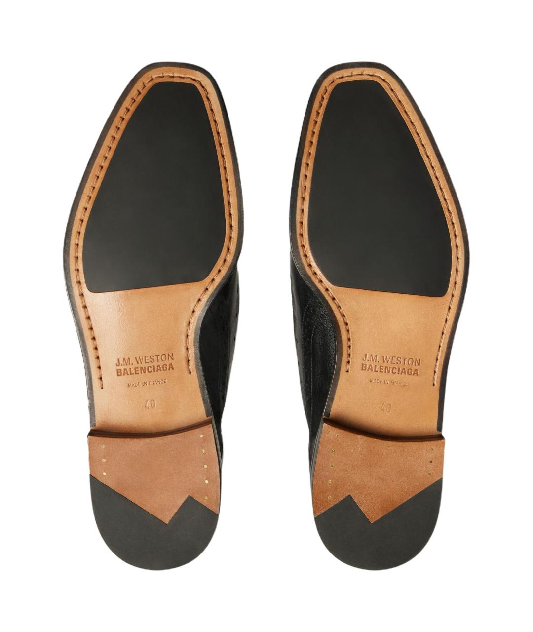 BALENCIAGA Черные кожаные туфли, фото 4