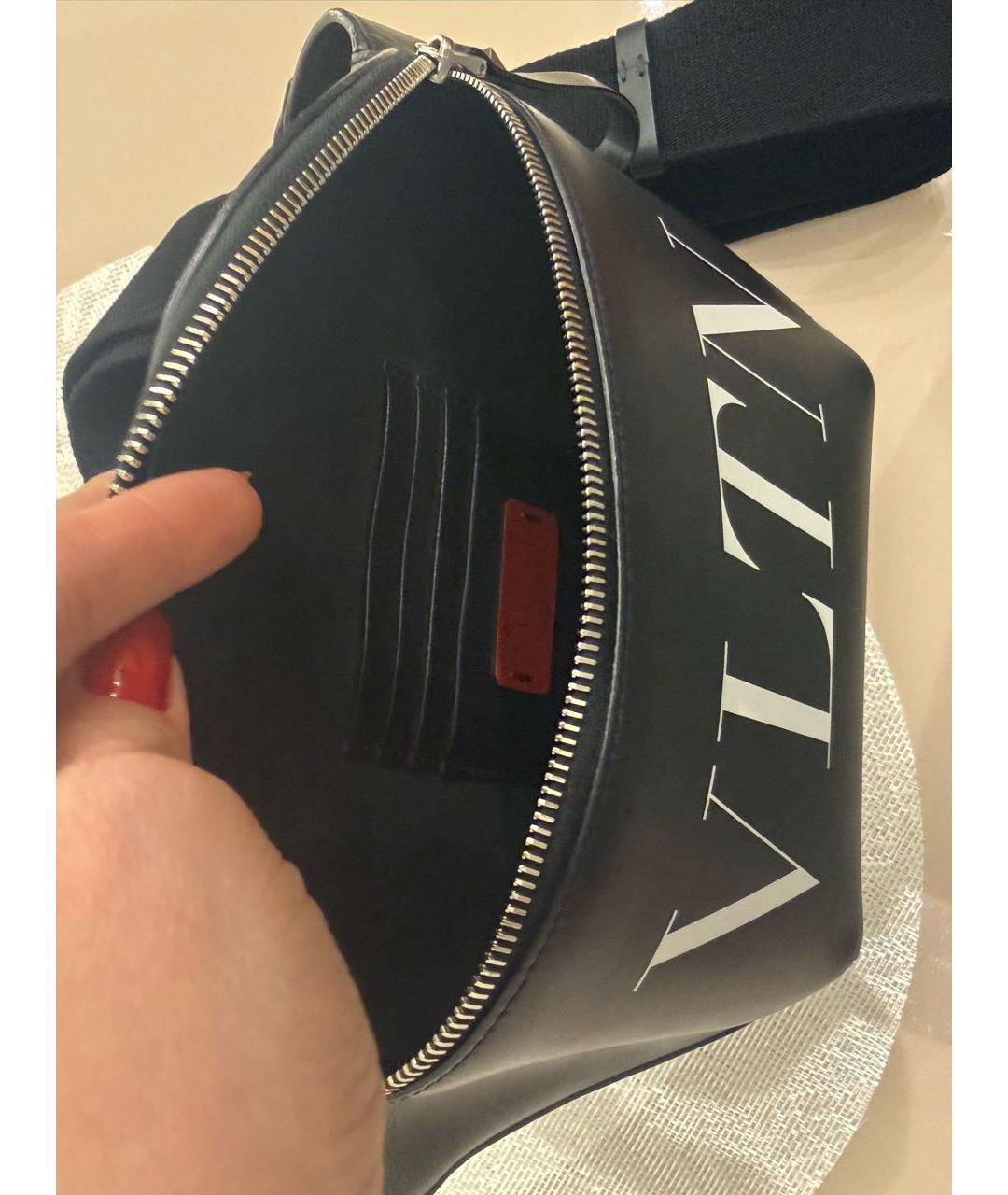 VALENTINO Черная кожаная поясная сумка, фото 4