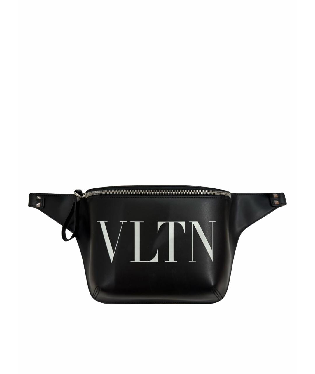 VALENTINO Черная кожаная поясная сумка, фото 1