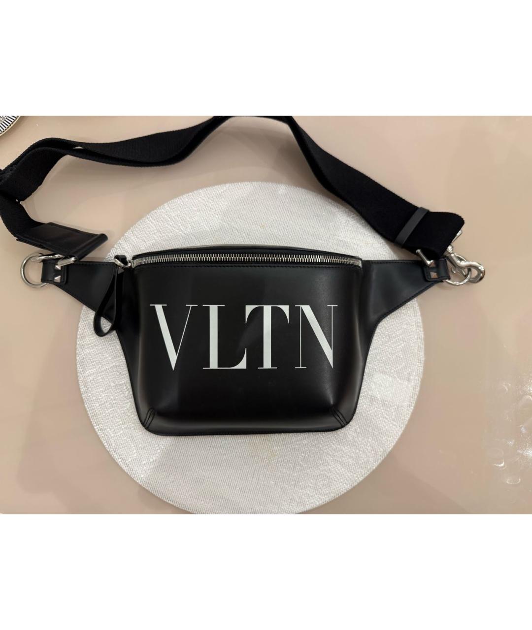 VALENTINO Черная кожаная поясная сумка, фото 5