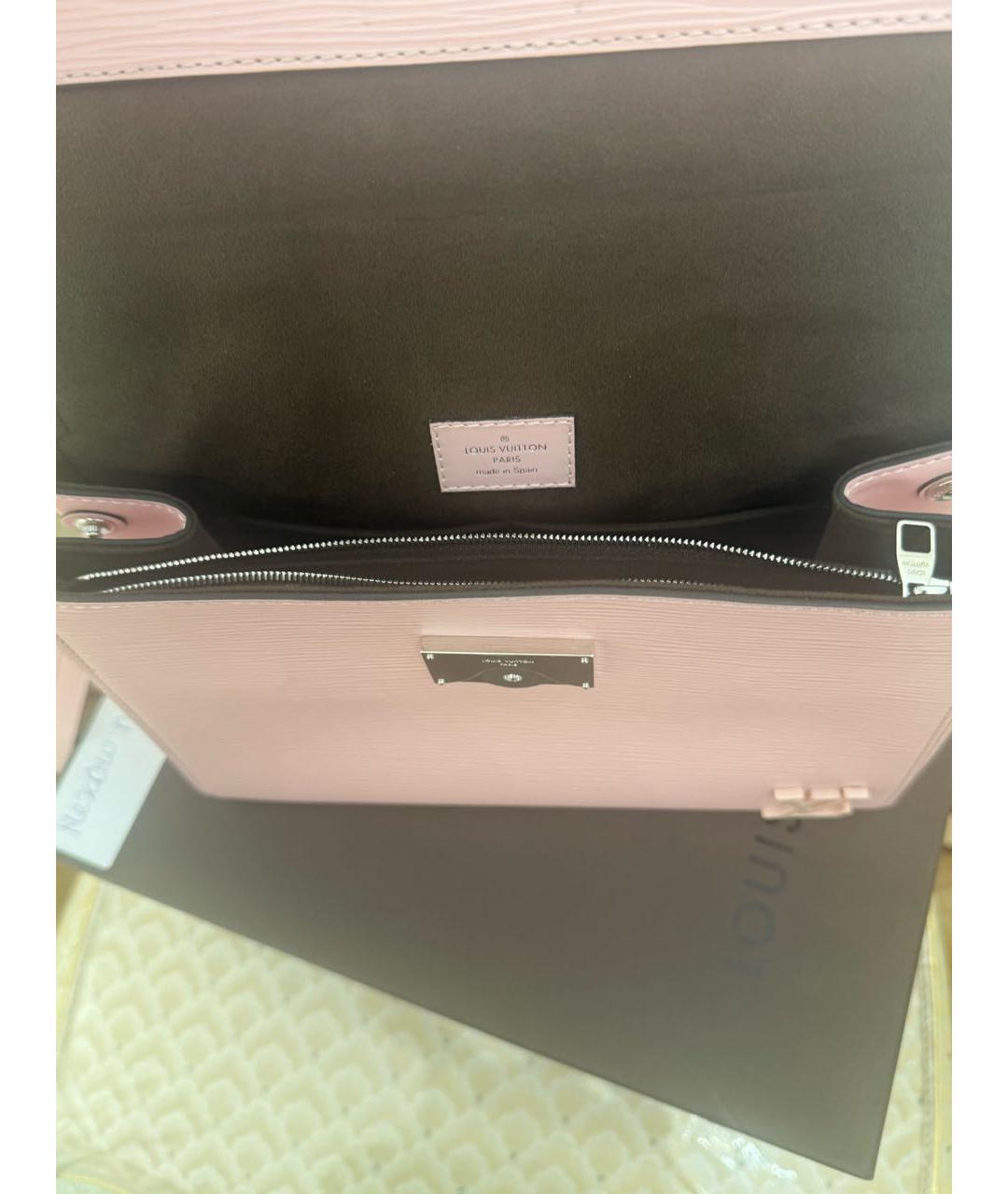 LOUIS VUITTON Коралловая кожаная сумка с короткими ручками, фото 4