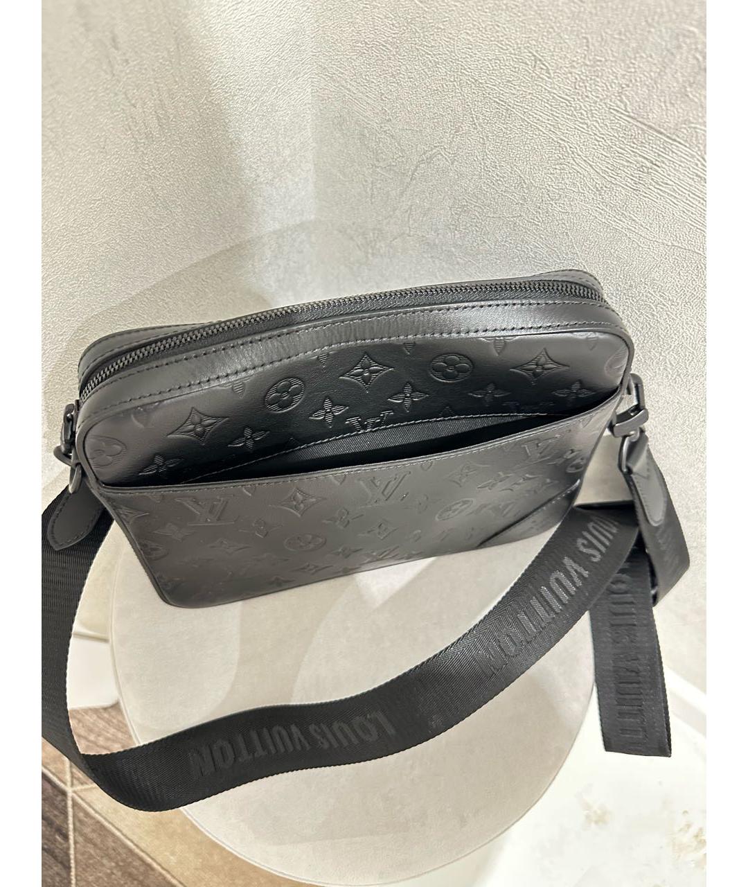 LOUIS VUITTON Черная кожаная сумка на плечо, фото 6