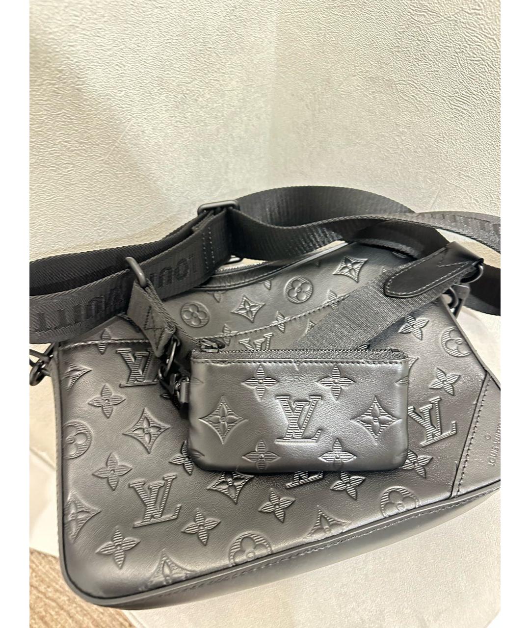 LOUIS VUITTON Черная кожаная сумка на плечо, фото 2