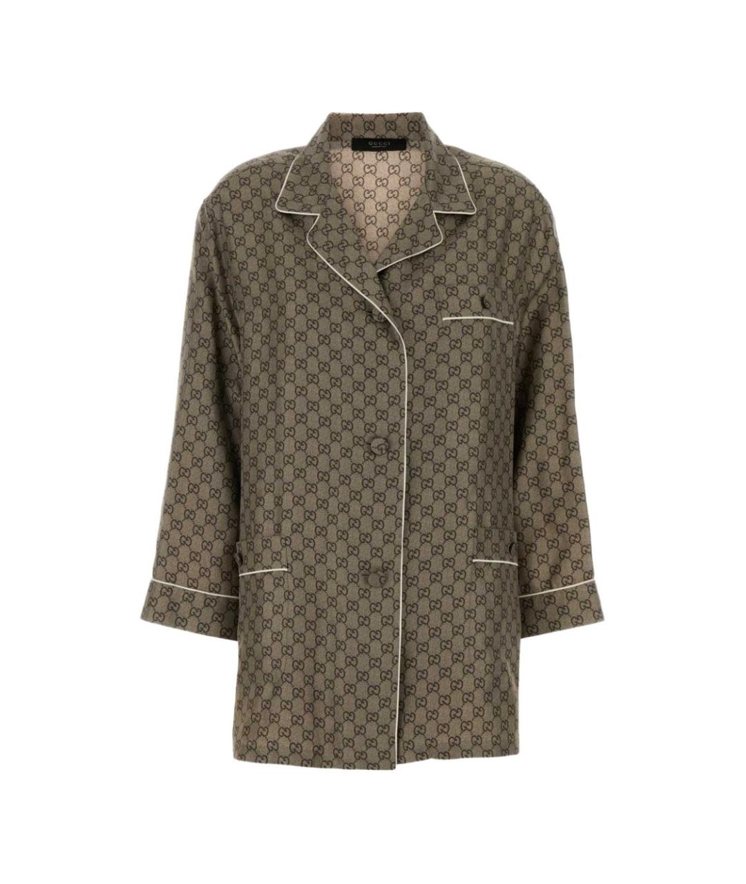 GUCCI Бежевая шелковая рубашка, фото 1