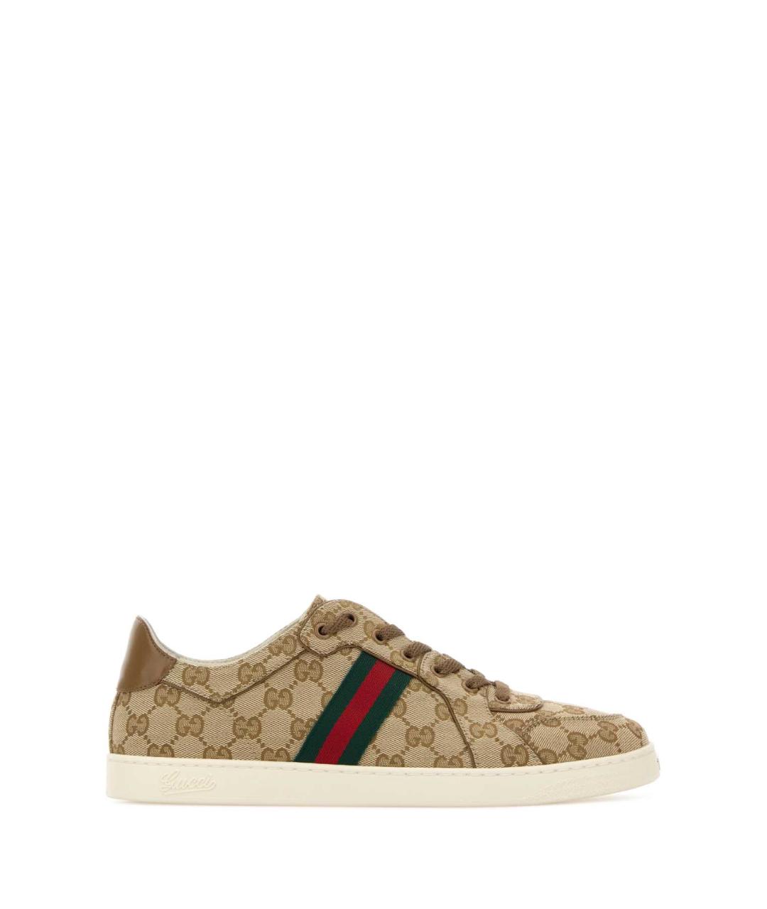 GUCCI Бежевые кожаные низкие кроссовки / кеды, фото 1
