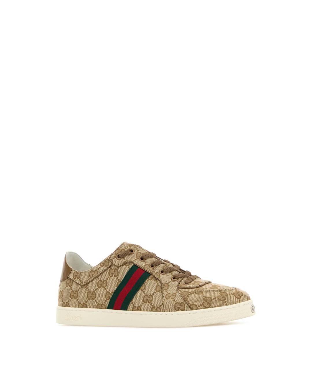 GUCCI Бежевые кожаные низкие кроссовки / кеды, фото 2