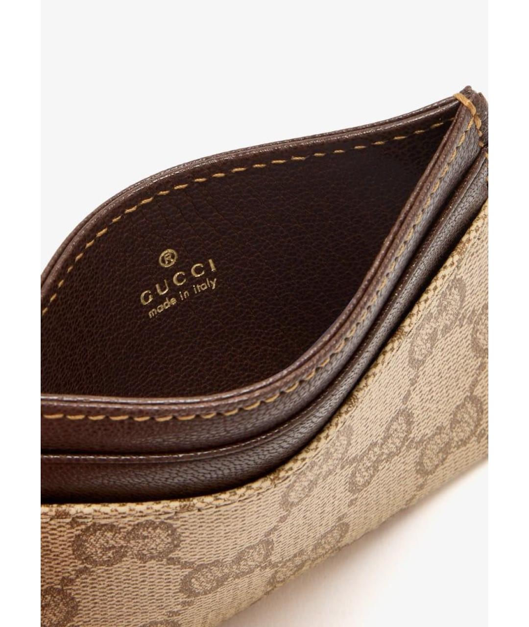 GUCCI Бежевый кожаный кардхолдер, фото 4