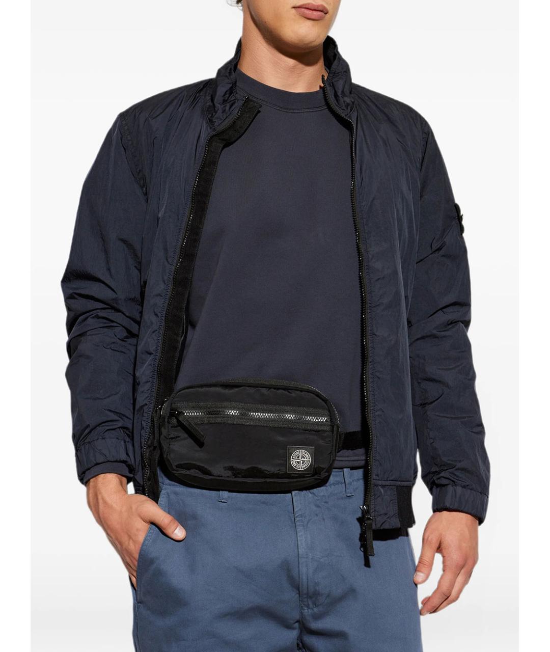 STONE ISLAND Черная синтетическая поясная сумка, фото 2