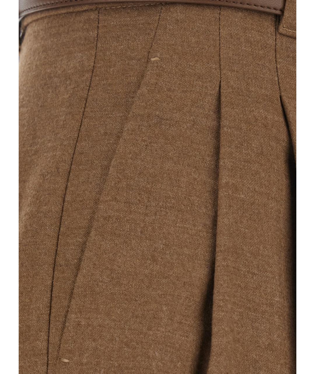 MAX MARA STUDIO Коричневые шерстяные прямые брюки, фото 3