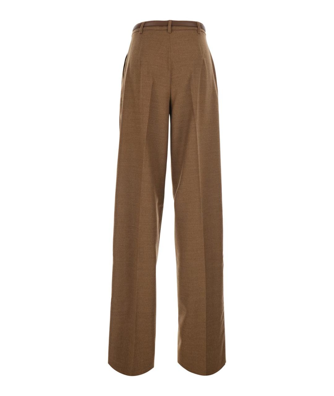 MAX MARA STUDIO Коричневые шерстяные прямые брюки, фото 2