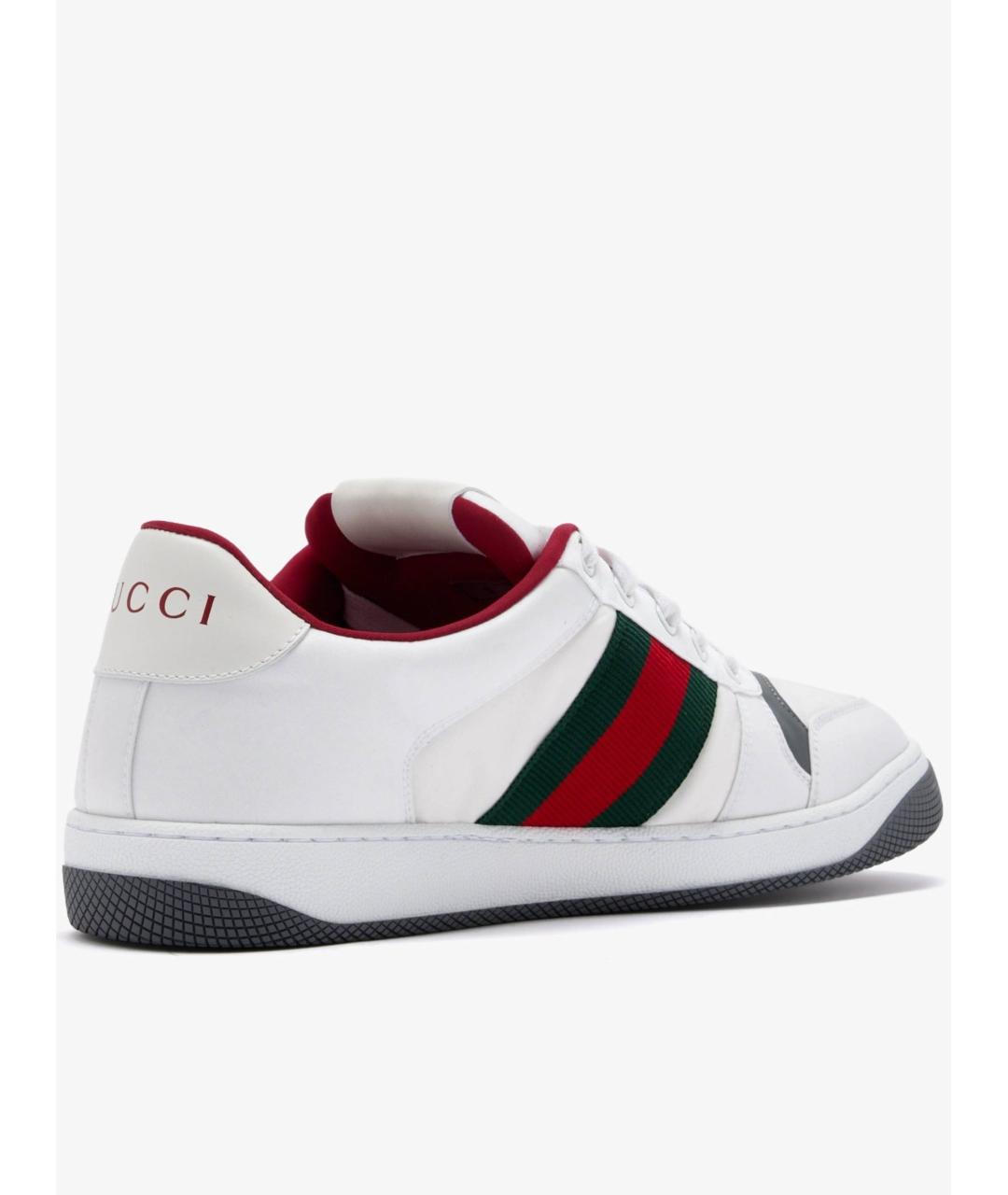 GUCCI Белые кожаные низкие кроссовки / кеды, фото 3