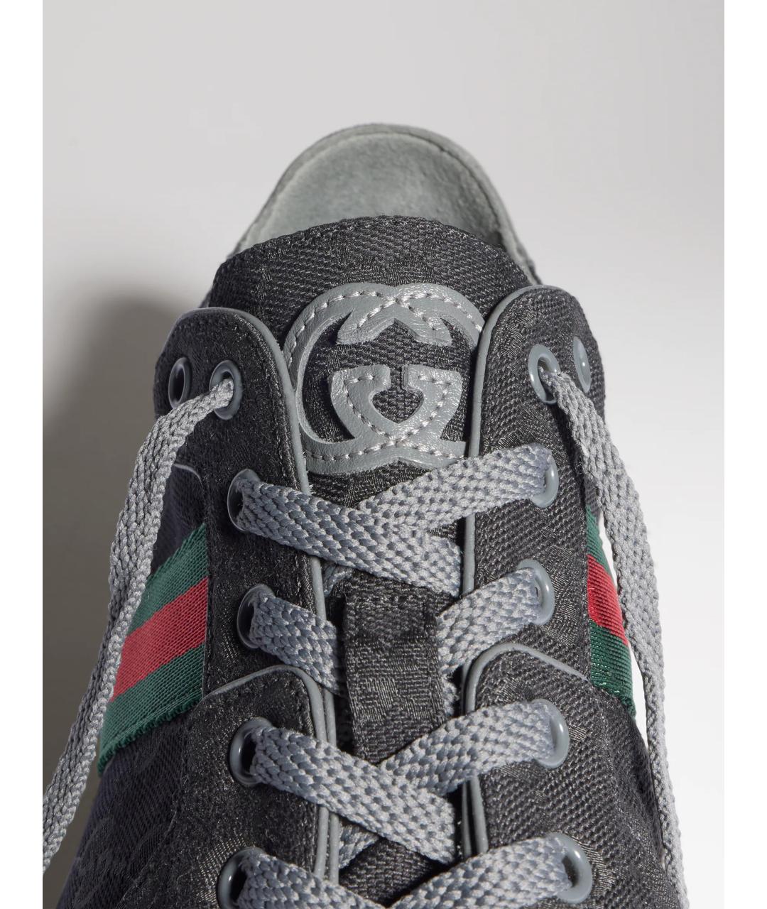 GUCCI Черные текстильные низкие кроссовки / кеды, фото 5
