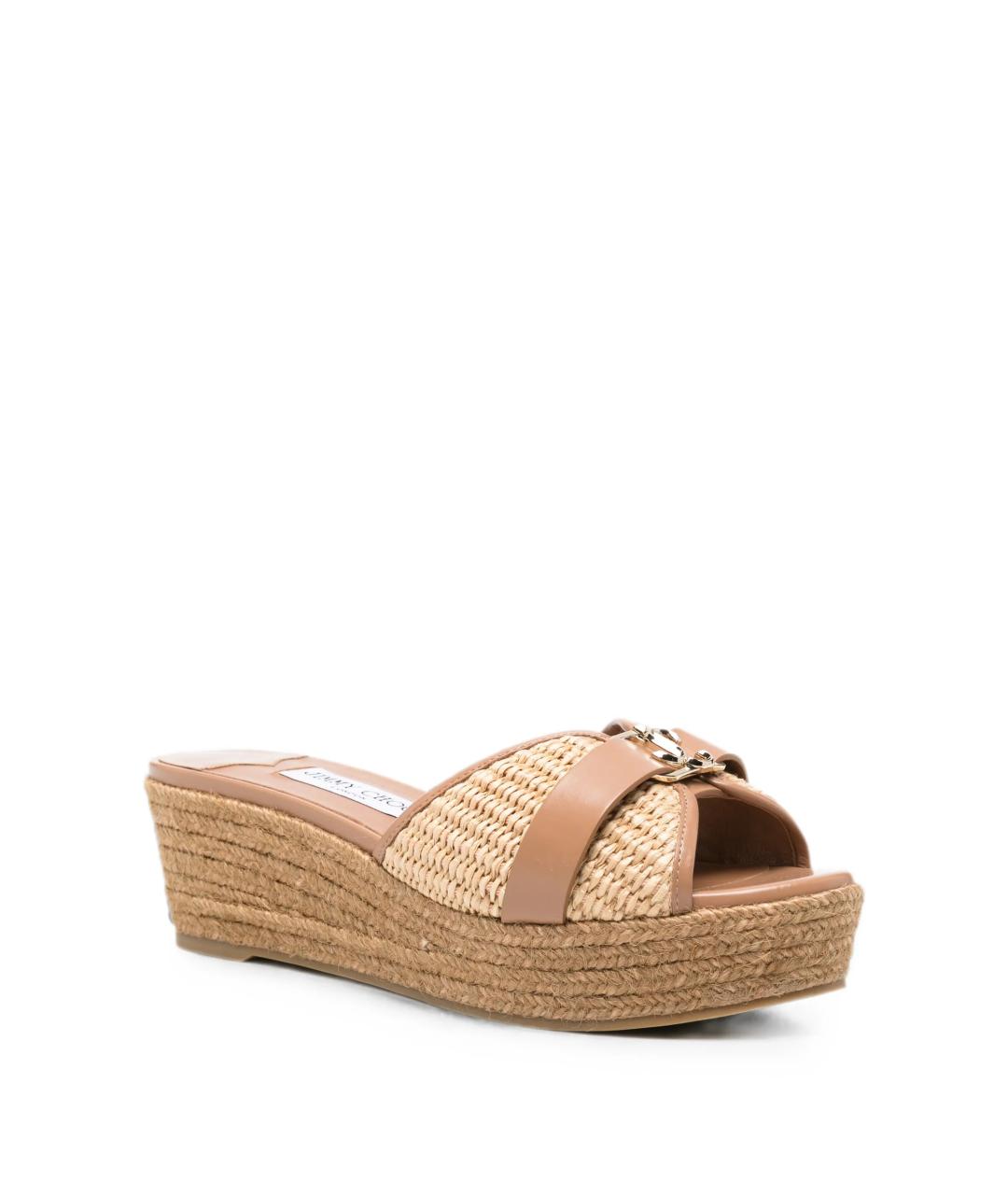 JIMMY CHOO Коричневые кожаные сандалии, фото 3