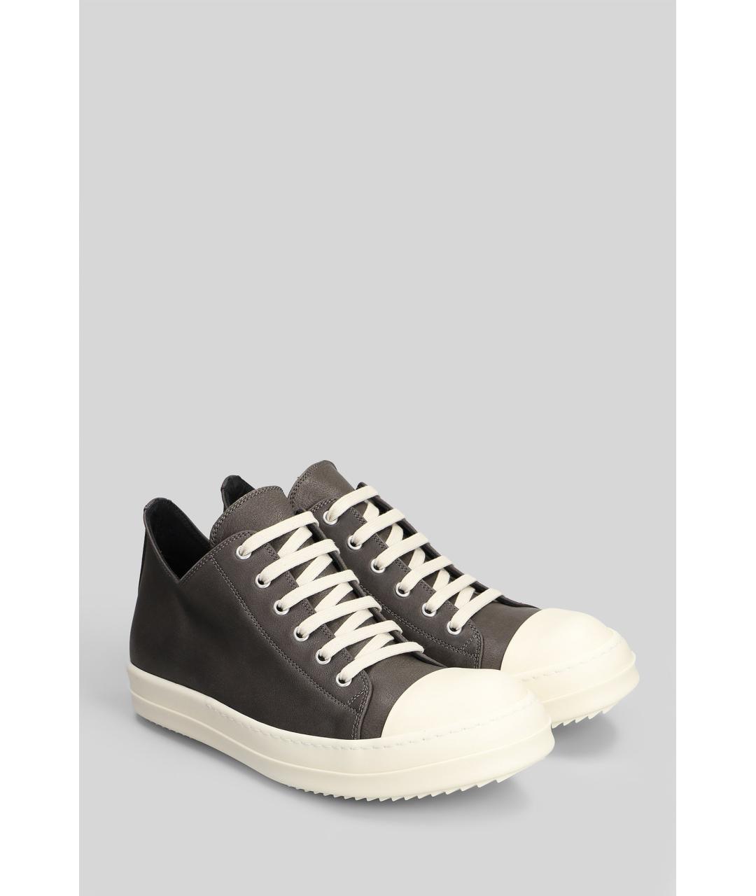 RICK OWENS Черные кожаные низкие кроссовки / кеды, фото 2