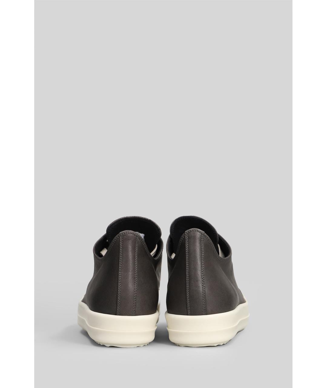 RICK OWENS Черные кожаные низкие кроссовки / кеды, фото 4
