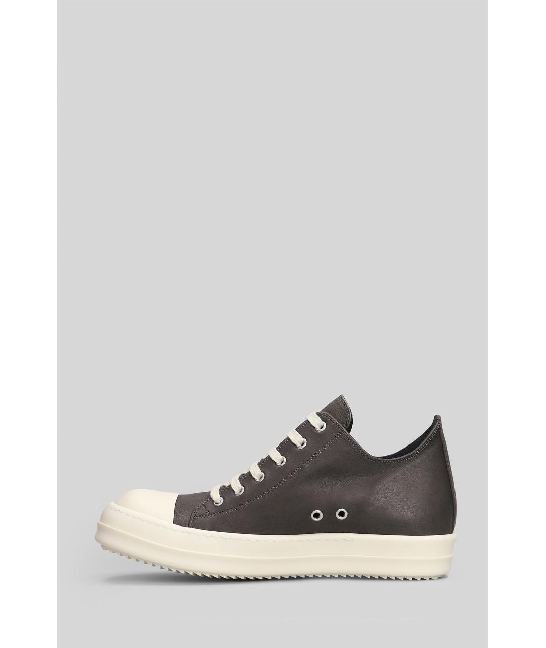 RICK OWENS Черные кожаные низкие кроссовки / кеды, фото 3