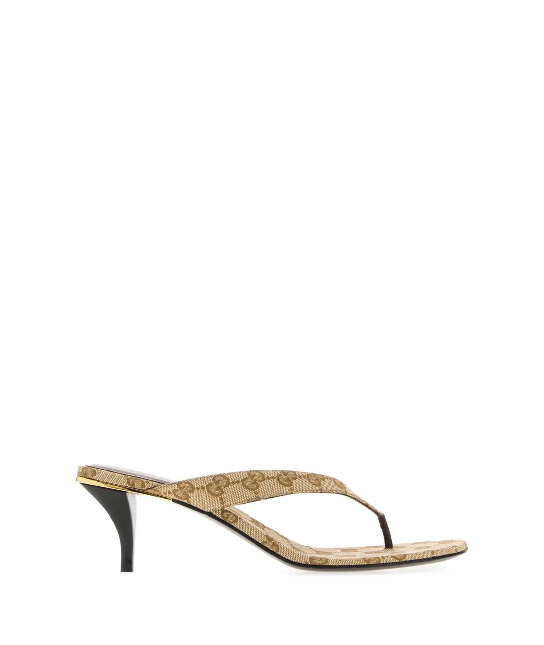 GUCCI Бежевые текстильные мюли, фото 1