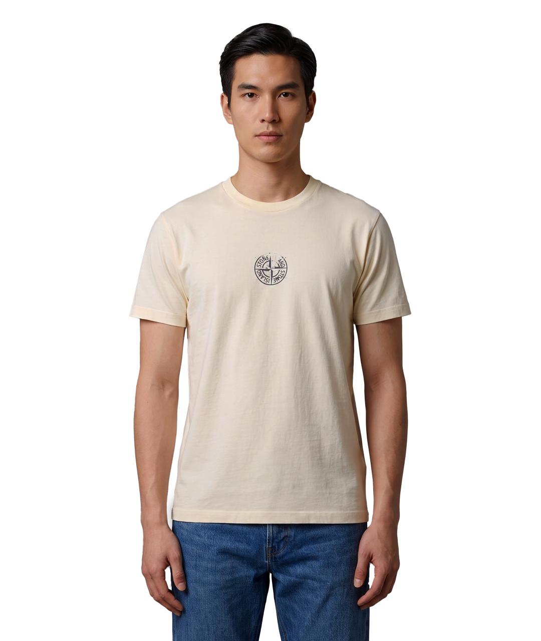 STONE ISLAND Белая хлопковая футболка, фото 1