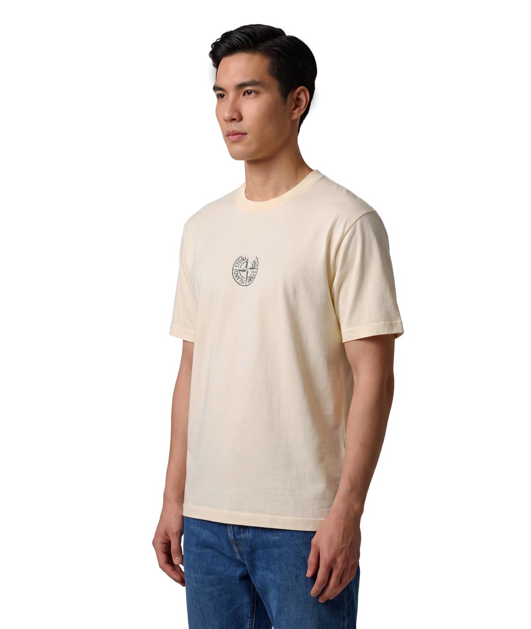 STONE ISLAND Белая хлопковая футболка, фото 2