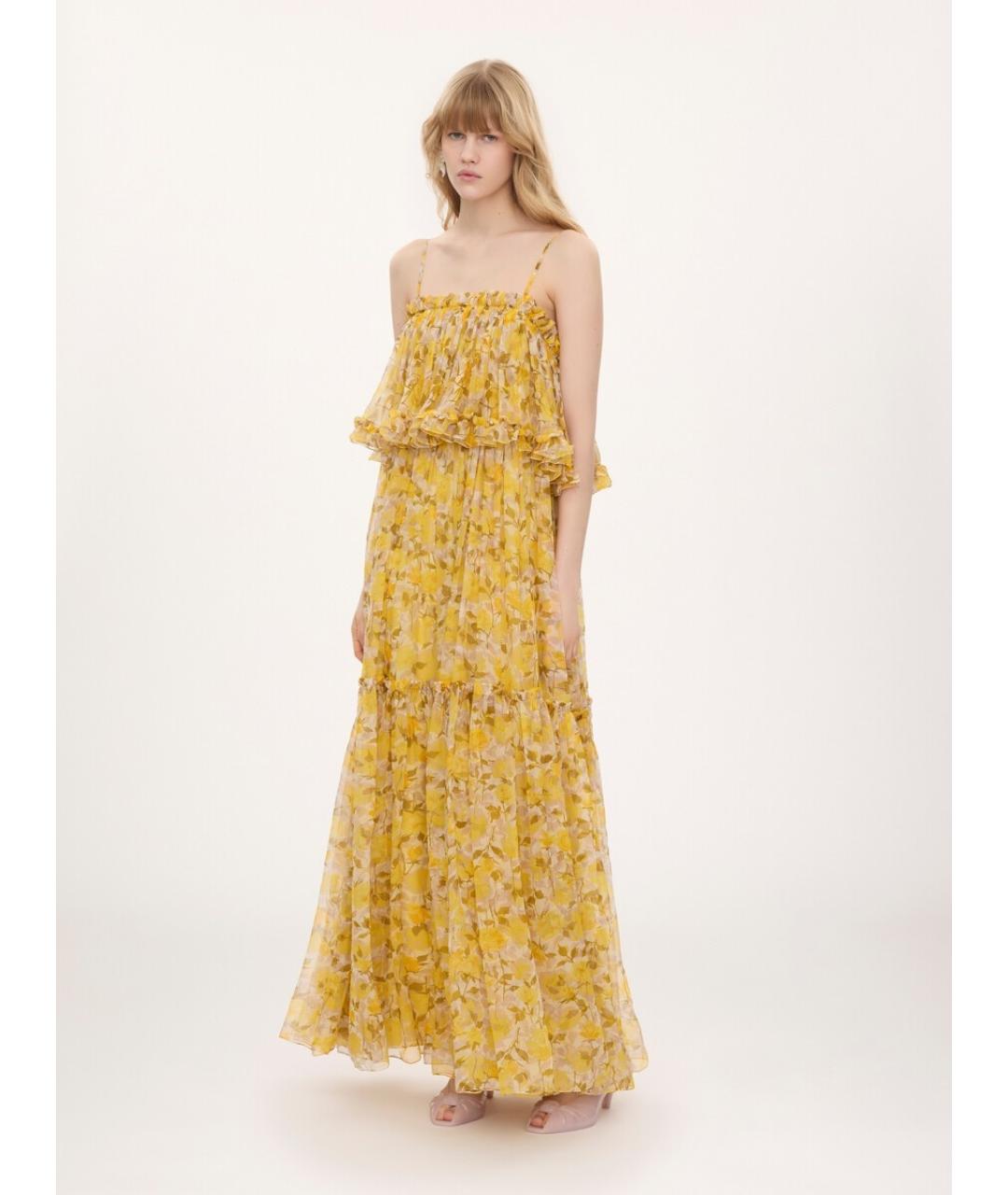 CHLOE Желтое шелковое повседневное платье, фото 5