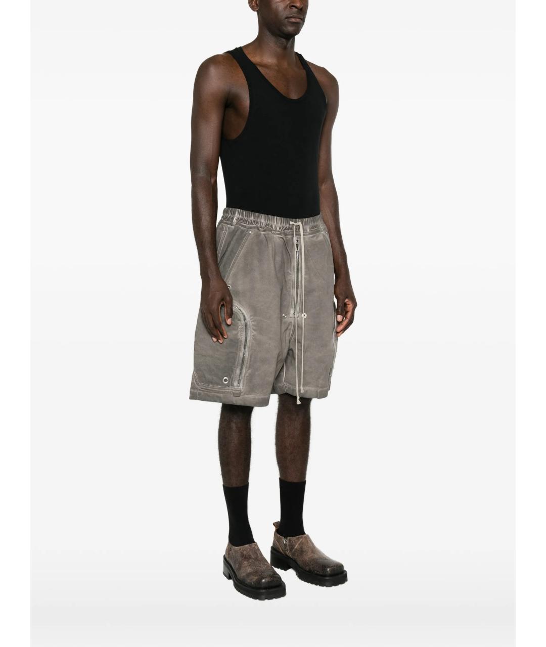 RICK OWENS Серые хлопковые шорты, фото 3