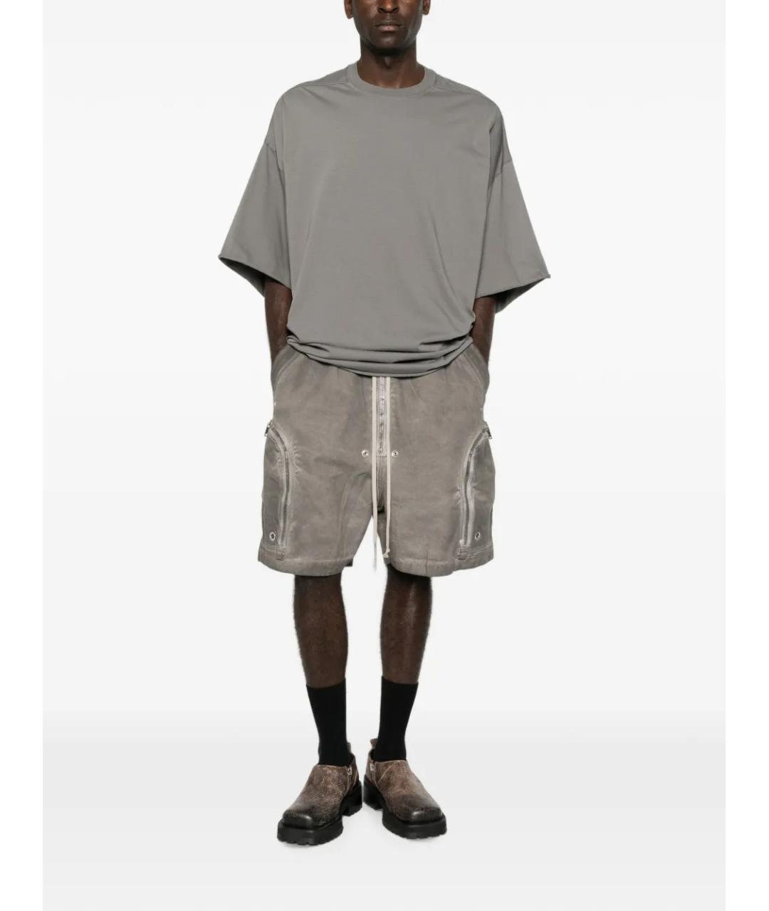 RICK OWENS Серые хлопковые шорты, фото 2