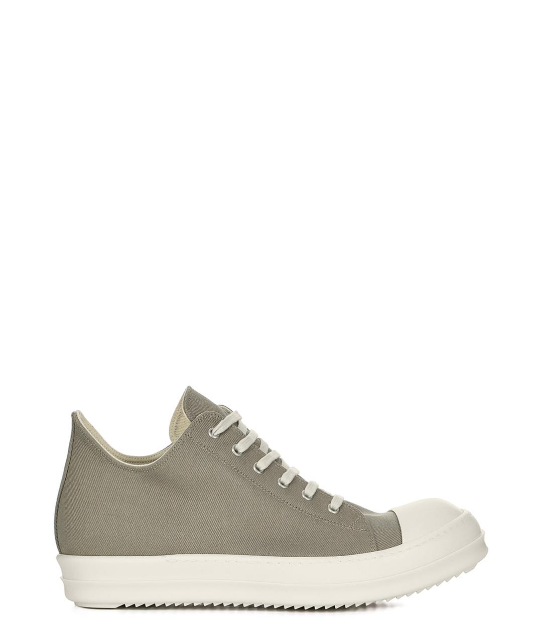 RICK OWENS Серые текстильные низкие кроссовки / кеды, фото 1