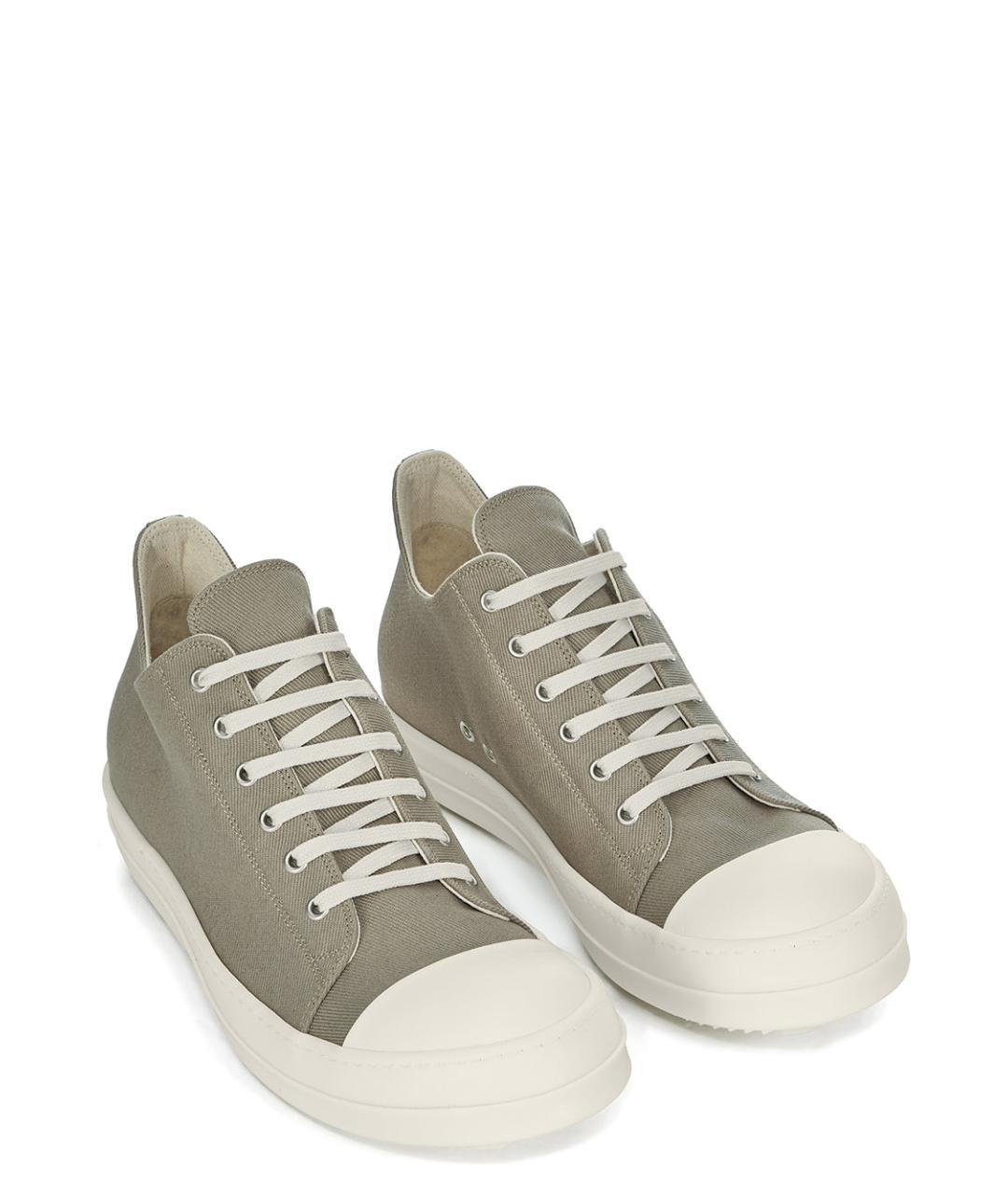 RICK OWENS Серые текстильные низкие кроссовки / кеды, фото 2