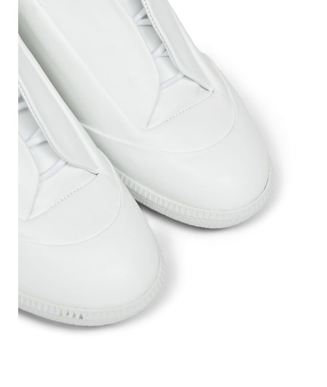 MAISON MARGIELA Белые кожаные низкие кроссовки / кеды, фото 4