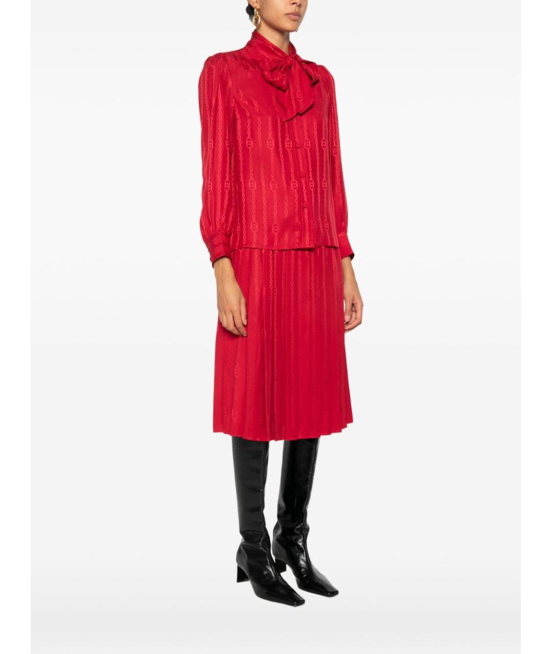 GUCCI Красная шелковая блузы, фото 4