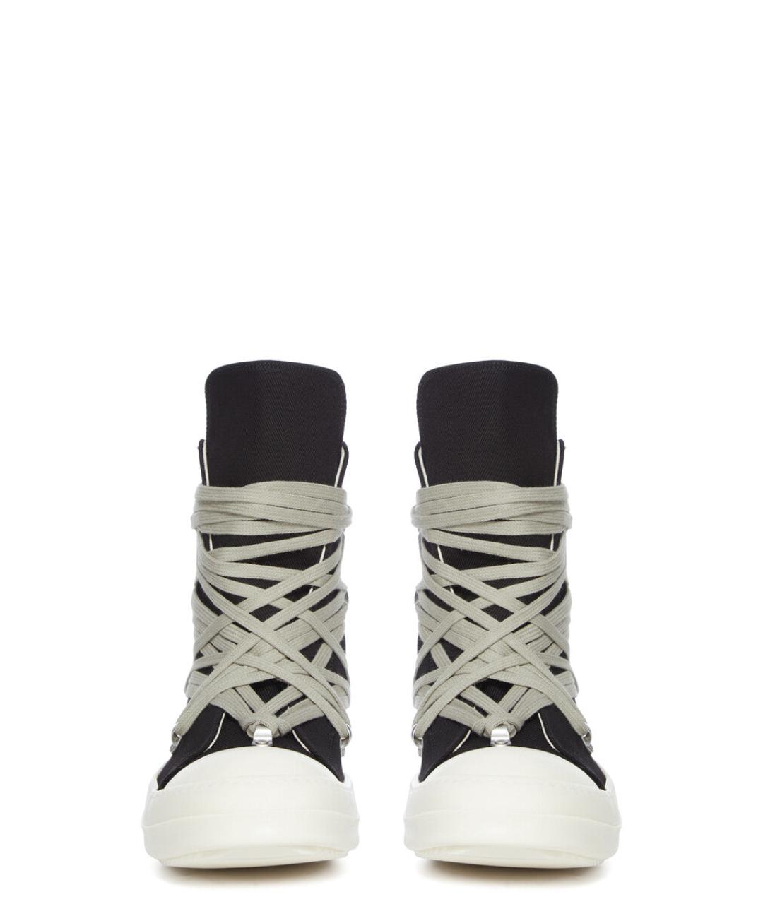 RICK OWENS Черные текстильные высокие кроссовки / кеды, фото 4