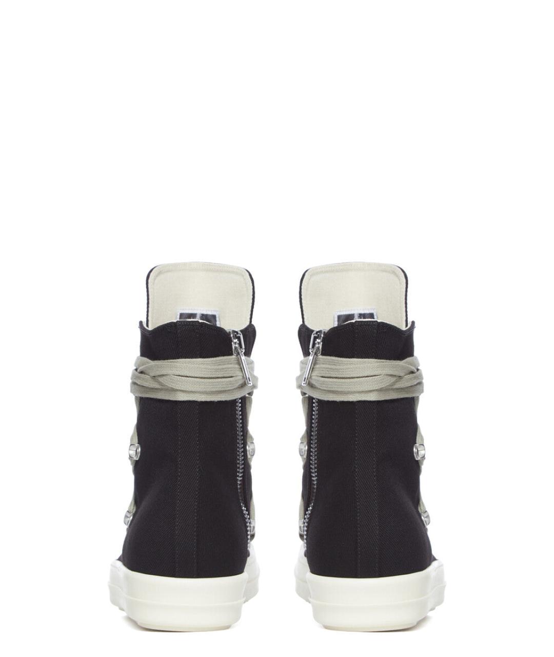 RICK OWENS Черные текстильные высокие кроссовки / кеды, фото 2