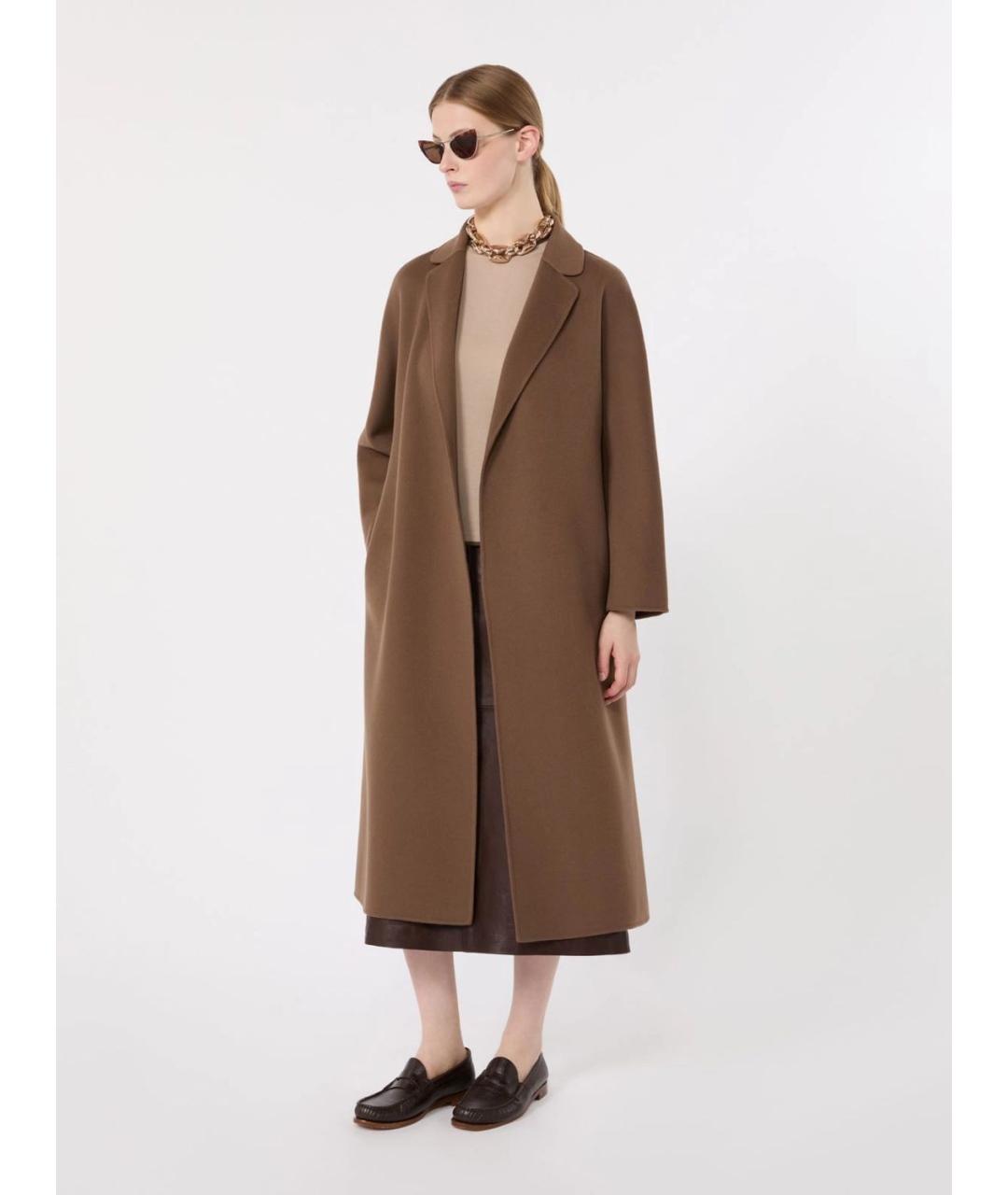 'S MAX MARA Коричневое шерстяное пальто, фото 2